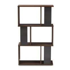 40.2" Legende Finished Display Bookcase Brown/Dark Gray - Baxton Studio -Home Furniture Shop-Baxton Studio GUEST 55963ee0 6b08 4cb1 8e0c 8bca707e5d3a