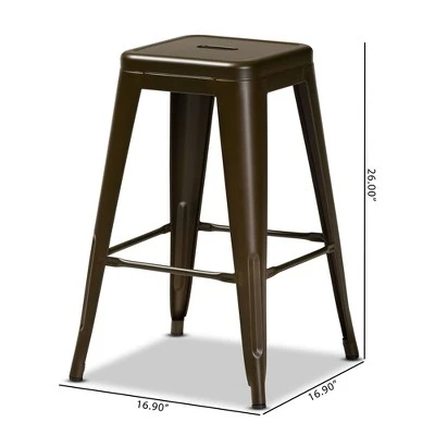 4pc Horton Gunmetal Metal Stackable Counter Stool Set Gray - Baxton Studio 9 4pc Horton Gunmetal Metal Stackable Counter Stool Set Gray - Baxton Studio - Image 7
