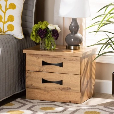 Colburn Wood 2 Drawer Nightstand Oak Brown - Baxton Studio 6 Colburn Wood 2 Drawer Nightstand Oak Brown - Baxton Studio - Image 4