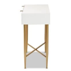 Galia Wood And Metal 1 Drawer Console Table White/Gold - Baxton Studio 14 Galia Wood And Metal 1 Drawer Console Table White/Gold - Baxton Studio -Home Furniture Shop-Baxton Studio GUEST 565869a8 bb78 4d26 b999 c1e60098d74e