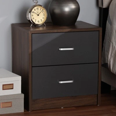 Hansel 2 Drawer And Finished Nightstand Brown/Gray - Baxton Studio 8 Hansel 2 Drawer And Finished Nightstand Brown/Gray - Baxton Studio - Image 6