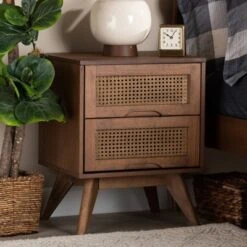 Barrett Wood And Synthetic Rattan 2 Drawer Nightstand Walnut Brown - Baxton Studio 18 Barrett Wood And Synthetic Rattan 2 Drawer Nightstand Walnut Brown - Baxton Studio -Home Furniture Shop-Baxton Studio GUEST 56ccb4e3 54dd 4028 a432 1cf073a1aae1