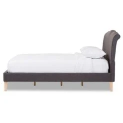 Queen Fannie French Classic Modern Style Polyester Fabric Platform Bed Dark Gray - Baxton Studio