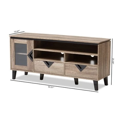 Cardiff Modern And Contemporary Wood TV Stand For TVs Up To 55" - Light Brown - Baxton Studio 8 Cardiff Modern And Contemporary Wood TV Stand For TVs Up To 55" - Light Brown - Baxton Studio - Image 6