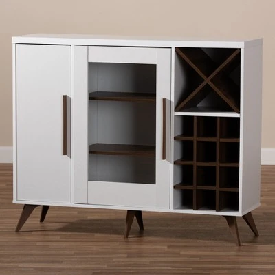 Baxton Studio Pietro Finished Wine Cabinet White/Brown - BaxtonStudio 4 Baxton Studio Pietro Finished Wine Cabinet White/Brown - BaxtonStudio - Image 2