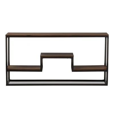 Doreen Rustic Industrial Style Antique Textured Finished Metal Distressed Wood Console Table - Black - Baxton Studio 3 Doreen Rustic Industrial Style Antique Textured Finished Metal Distressed Wood Console Table - Black - Baxton Studio