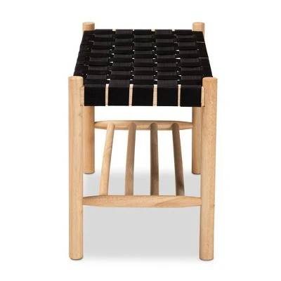 Cadmus Rustic Wood Bench Black/Oak Brown - Baxton Studio 7 Cadmus Rustic Wood Bench Black/Oak Brown - Baxton Studio - Image 5