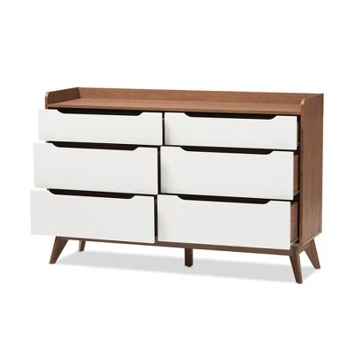 Brighton Mid-Century Modern Wood 6 Drawer Storage Dresser Brown - Baxton Studio 4 Brighton Mid-Century Modern Wood 6 Drawer Storage Dresser Brown - Baxton Studio - Image 2