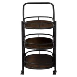 Karlin Rustic Industrial Style Antique Black Textured Finish Metal Distressed Wood Mobile Kitchen Bar Serving Wine Cart - Baxton Studio -Home Furniture Shop-Baxton Studio GUEST 5908f14d 826b 420f 9e52 05515595c316