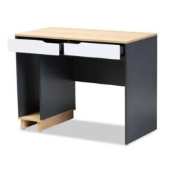 Reed 2 Drawer Wood Computer Desk - Gray/White - Baxton Studio