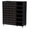 Shirley Modern And Contemporary Wood 2-Door Shoe Cabinet With Open Shelves - Dark Brown - Baxton Studio