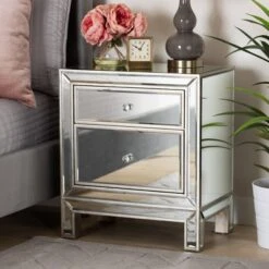 Fadri 2 Drawers Mirrored Nightstand - Baxton Studio -Home Furniture Shop-Baxton Studio GUEST 5a7e117f 9063 4e83 99c7 b267e04bcd5b