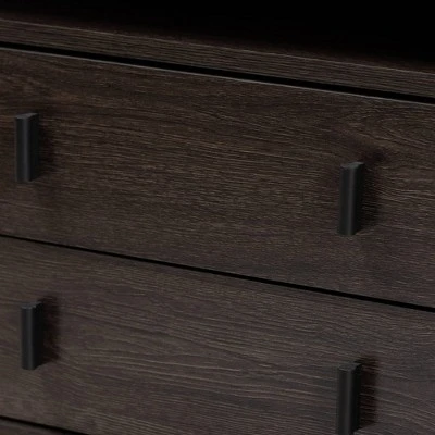 Glover Wood And Metal 2 Drawer Nightstand Brown/Gold - Baxton Studio 7 Glover Wood And Metal 2 Drawer Nightstand Brown/Gold - Baxton Studio - Image 5