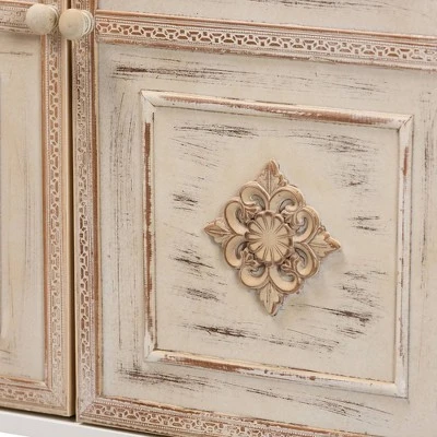 Favian Two-Tone Wood And Metal 2 Door Sideboard Dining Cabinet White/Weathered Brown - Baxton Studio 8 Favian Two-Tone Wood And Metal 2 Door Sideboard Dining Cabinet White/Weathered Brown - Baxton Studio - Image 6