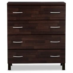 Mayson Modern And Contemporary Wood 4 Drawer Storage Chest Oak Brown Finish - Baxton Studio