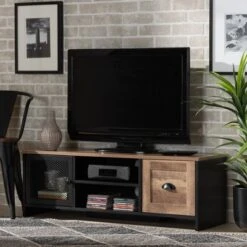 Connell Two-Tone Wood And Metal 2 Door TV Stand For TVs Up To 40" Natural Brown/Black - Baxton Studio 17 Connell Two-Tone Wood And Metal 2 Door TV Stand For TVs Up To 40" Natural Brown/Black - Baxton Studio -Home Furniture Shop-Baxton Studio GUEST 5b4d20a1 cc09 455a 9736 8446ce22651c