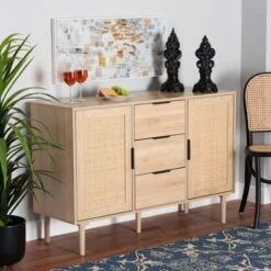 Harrison Wood And Rattan 3 Drawer Sideboard Dining Cabinet Natural Brown/Black - Baxton Studio 12 Harrison Wood And Rattan 3 Drawer Sideboard Dining Cabinet Natural Brown/Black - Baxton Studio -Home Furniture Shop-Baxton Studio GUEST 5c409941 d1c4 4141 93b6 c1d21e550808