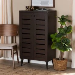 Salma Wood 2 Door Shoe Storage Cabinet Dark Brown - Baxton Studio -Home Furniture Shop-Baxton Studio GUEST 5cd02d89 9e09 4595 93fe 7e2f9bf4058e