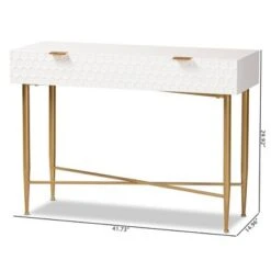 Galia Wood And Metal 1 Drawer Console Table White/Gold - Baxton Studio 21 Galia Wood And Metal 1 Drawer Console Table White/Gold - Baxton Studio -Home Furniture Shop-Baxton Studio GUEST 5ceea3b6 baaf 4d4f aa8e 8fc7ae080dd2