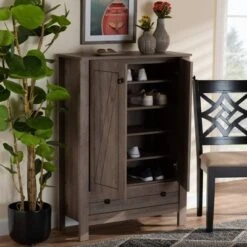 Derek Wood 1 Drawer Shoe Cabinet-Oak - Baxton Studio 13 Derek Wood 1 Drawer Shoe Cabinet-Oak - Baxton Studio -Home Furniture Shop-Baxton Studio GUEST 5d00e412 1bd1 4469 96d5 5784c3af94b6