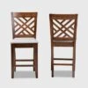 Set Of 2 Caron Fabric Upholstered Wood Counter Height Pub Chair Set Gray/Walnut - Baxton Studio