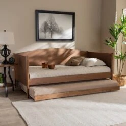 Twin Veles Wood Daybed With Trundle Ash Walnut - Baxton Studio -Home Furniture Shop-Baxton Studio GUEST 5d3187d9 2ad9 4e1d 953b f6a1d5d2f031