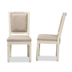 Set Of 2 Louane Fabric Upholstered And Wood Dining Chairs - Baxton Studio -Home Furniture Shop-Baxton Studio GUEST 5dcb2428 9f2f 46d3 9a3c 33e9173ad31d