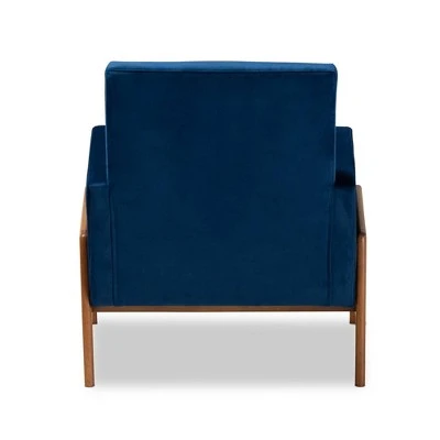 Perris Mid-Century Modern Velvet Fabric Upholstered Wood Lounge Chair - Baxton Studio 5 Perris Mid-Century Modern Velvet Fabric Upholstered Wood Lounge Chair - Baxton Studio - Image 3