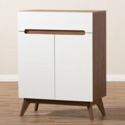 Calypso Mid - Century Modern Wood Storage Shoe Cabinet - Brown - Baxton Studio -Home Furniture Shop-Baxton Studio GUEST 5deb1b57 60af 45e4 9f18 9f32e4f94010