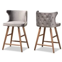 2pc Sagira Velvet Fabric Upholstered And Wood Counter Height Barstool Set - Baxton Studio 18 2pc Sagira Velvet Fabric Upholstered And Wood Counter Height Barstool Set - Baxton Studio -Home Furniture Shop-Baxton Studio GUEST 5df54e25 0167 41ce b105 c68c3870ad7e