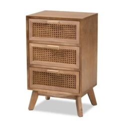 Baden Wood With Rattan 3 Drawer Nightstand Walnut Brown - Baxton Studio -Home Furniture Shop-Baxton Studio GUEST 5e5273af f811 4885 8bbb 8726730e2fd3