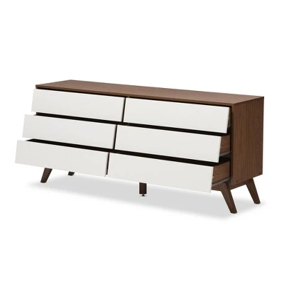 Hildon Mid-Century Modern Wood 6 Drawer Storage Dresser Brown - Baxton Studio 3 Hildon Mid-Century Modern Wood 6 Drawer Storage Dresser Brown - Baxton Studio
