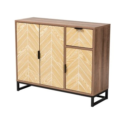 Josephine Two-Tone Wood And Metal 3 Door Sideboard Walnut Brown/White/Black - Baxton Studio 3 Josephine Two-Tone Wood And Metal 3 Door Sideboard Walnut Brown/White/Black - Baxton Studio
