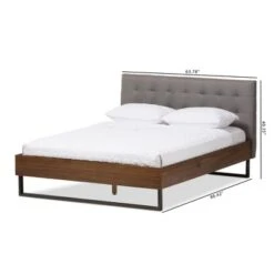 Mitchell Rustic Industrial Walnut Wood And Fabric Metal Platform Bed - Baxton Studio -Home Furniture Shop-Baxton Studio GUEST 5f04510c 0451 4842 ba1c 4ea8787bab67