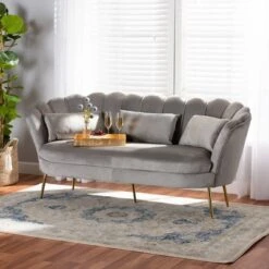 Genia Velvet Fabric Upholstered And Metal Sofa Gray/Gold - Baxton Studio 14 Genia Velvet Fabric Upholstered And Metal Sofa Gray/Gold - Baxton Studio -Home Furniture Shop-Baxton Studio GUEST 5f0bb0f9 1072 4e66 ae11 667ae2e6a063