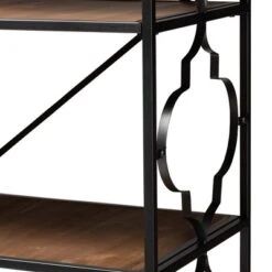 65" 5 Shelf Mirna Iron & Natural Oak Wood Quatrefoil Accent Bookshelf Brown/Black - Baxton Studio -Home Furniture Shop-Baxton Studio GUEST 5f2755cb a4a8 450d 9284 07ebe48b9b57