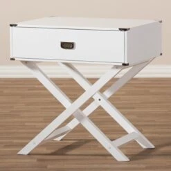 Curtice 1 Drawer Wooden Nightstand White - Baxton Studio -Home Furniture Shop-Baxton Studio GUEST 5f2d244a cd8f 4f67 b7c1 5306167a9ac1