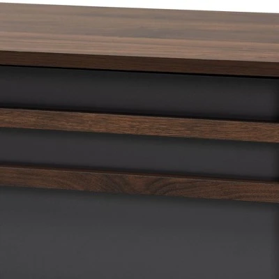 Naoki Wood TV Stand For TVs Up To 75" Gray/Walnut - Baxton Studio 6 Naoki Wood TV Stand For TVs Up To 75" Gray/Walnut - Baxton Studio - Image 4