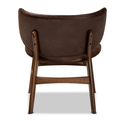Marcos Faux Leather And Wood Living Room Accent Chair Dark Brown/Walnut Brown - Baxton Studio 5 Marcos Faux Leather And Wood Living Room Accent Chair Dark Brown/Walnut Brown - Baxton Studio - Image 3