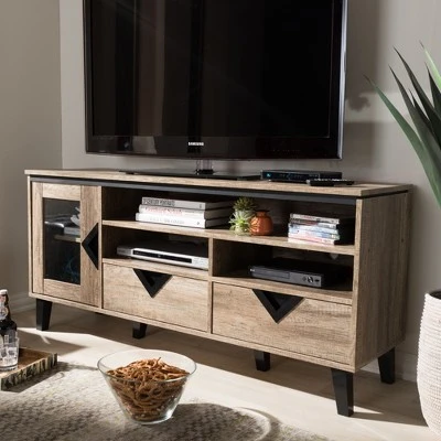 Cardiff Modern And Contemporary Wood TV Stand For TVs Up To 55" - Light Brown - Baxton Studio 6 Cardiff Modern And Contemporary Wood TV Stand For TVs Up To 55" - Light Brown - Baxton Studio - Image 4