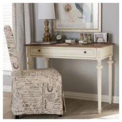 Marquetterie French Provincial Weathered Oak Wash Writing Desk White - Baxton Studio -Home Furniture Shop-Baxton Studio GUEST 5f923375 4584 4b38 8bbe cbfd7d59c412