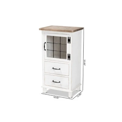 Faron Finished Wood 2 Drawer Storage Cabinet White/Oak Brown - Baxton Studio 10 Faron Finished Wood 2 Drawer Storage Cabinet White/Oak Brown - Baxton Studio - Image 8