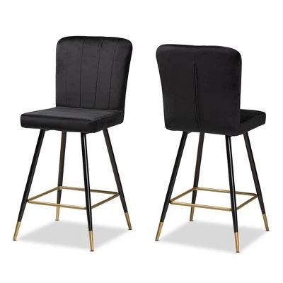 2pc Preston Two-Tone And Metal Bar Stool Set - Baxton Studio 9 2pc Preston Two-Tone And Metal Bar Stool Set - Baxton Studio - Image 7