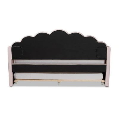 Timila Velvet Fabric Upholstered Daybed With Trundle Light Pink - Baxton Studio 9 Timila Velvet Fabric Upholstered Daybed With Trundle Light Pink - Baxton Studio - Image 7