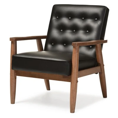 Sorrento Mid - Century Retro Modern Faux Leather Upholstered Wooden Lounge Chair - Baxton Studio 6 Sorrento Mid - Century Retro Modern Faux Leather Upholstered Wooden Lounge Chair - Baxton Studio - Image 4