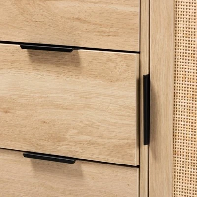 Harrison Wood And Rattan 3 Drawer Sideboard Dining Cabinet Natural Brown/Black - Baxton Studio 7 Harrison Wood And Rattan 3 Drawer Sideboard Dining Cabinet Natural Brown/Black - Baxton Studio - Image 5