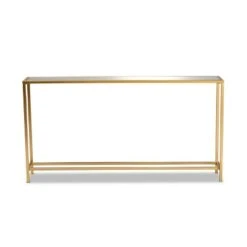 Alessa Glam Metal And Mirrored Glass Console Table Gold - Baxton Studio