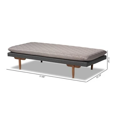 Twin Two Marit Tone Upholstered Wood Daybed Gray/Walnut - Baxton Studio 6 Twin Two Marit Tone Upholstered Wood Daybed Gray/Walnut - Baxton Studio - Image 4