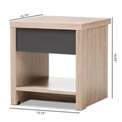 Jamie Modern And Contemporary Two - Tone Wood 1 - Drawer 1 - Shelf Nightstand - Brown - Baxton Studio -Home Furniture Shop-Baxton Studio GUEST 6277ceef ad45 4f04 9249 d0b3e80957bf