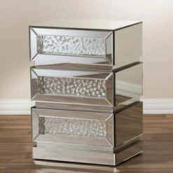 Sabrina Hollywood Regency Glamour Style Mirrored 3 - Drawer Nightstand - Baxton Studio 13 Sabrina Hollywood Regency Glamour Style Mirrored 3 - Drawer Nightstand - Baxton Studio -Home Furniture Shop-Baxton Studio GUEST 628d78cd d894 4d99 8ec7 d5bad5c33f5d